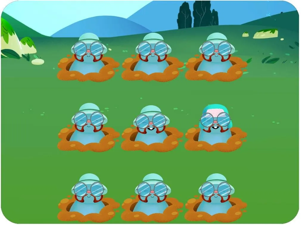 Find The Odd Mole puzzle board